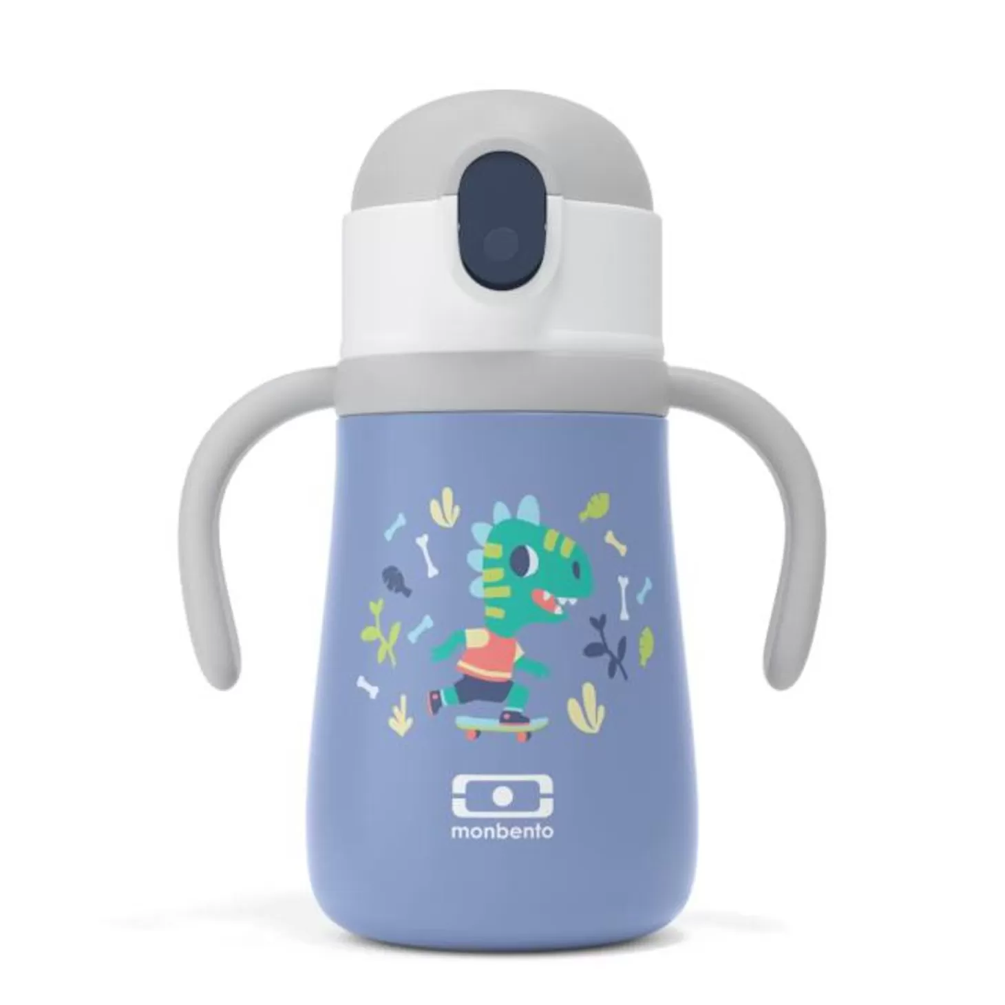 mb_stram_bleu_dino_2.webp Monbento Mb Stram Bleu Dino> Mb Stram Gourde Isotherme Avec Paille 36Cl