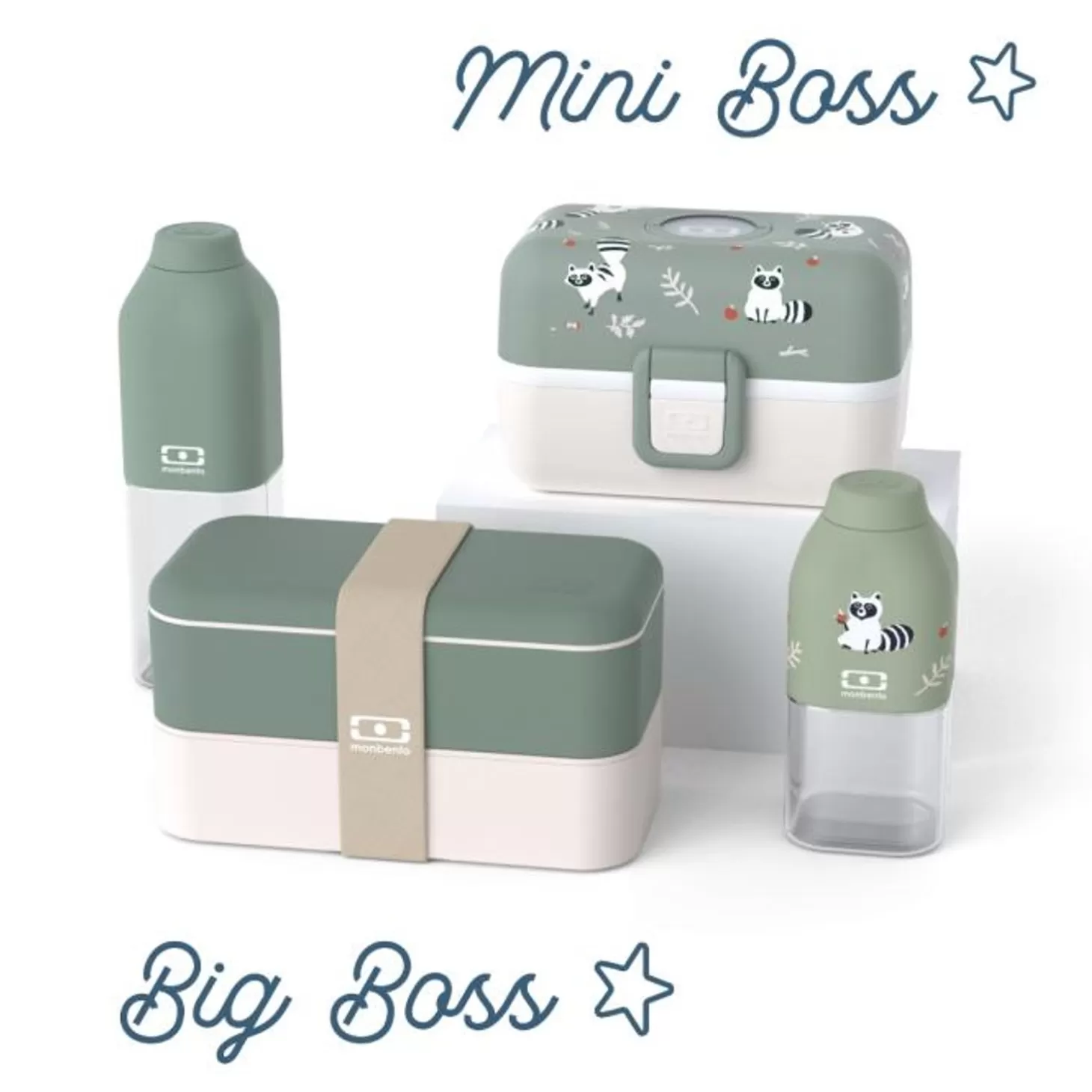 Monbento Set Lunch Box Parent/Enfant Vert "Big Boss/Mini Boss"> Parents / Enfants